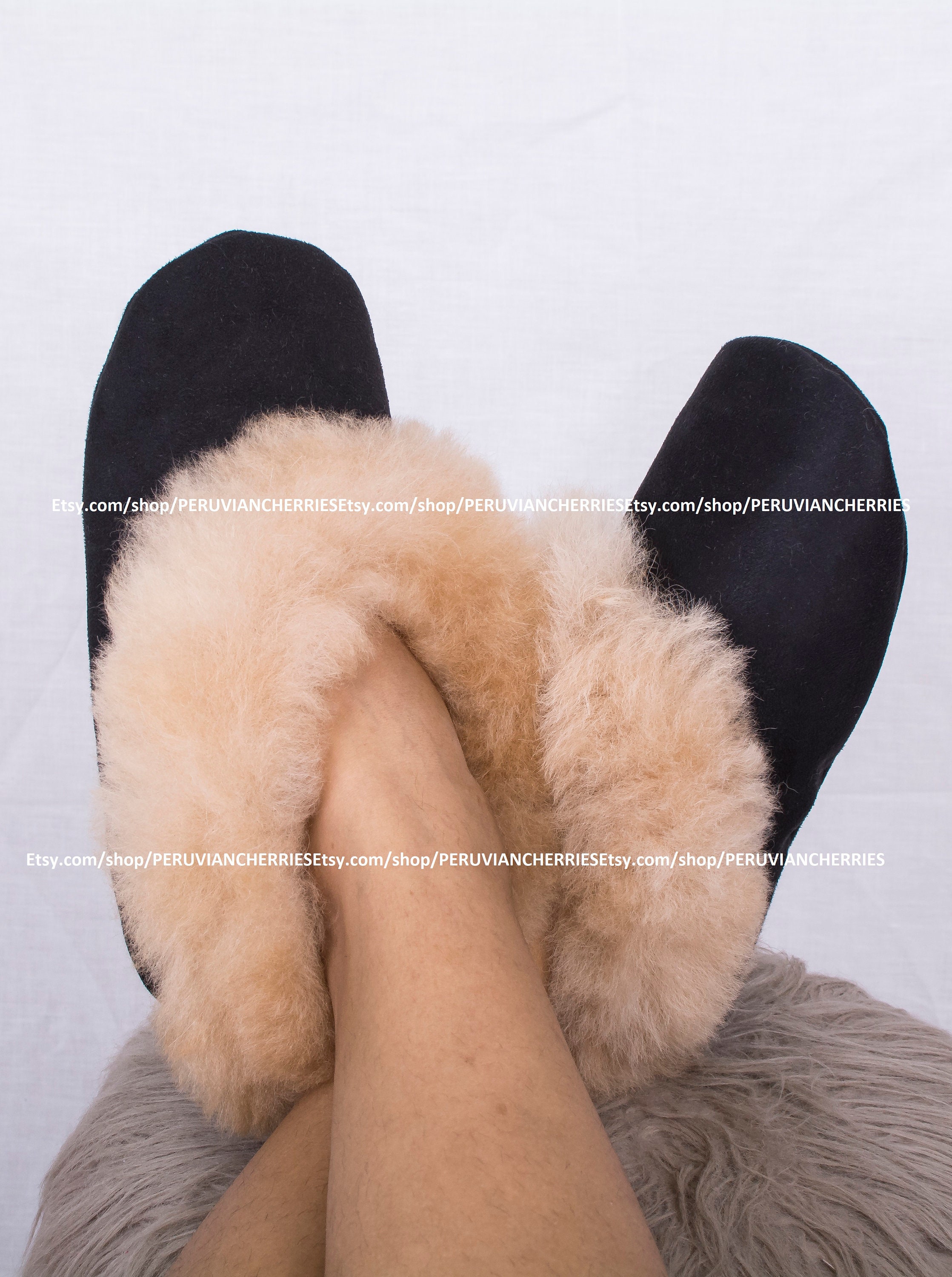 Fuchsia Alpaca fur slippers warm & soft – Peruvian Kani