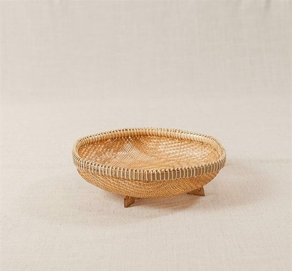 Small Oval Wood Basket With Wood Handle/Bottom and Decorative Edge Natural  Farm