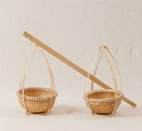 Euna  Bamboo Basket Handmade Small Bamboo Basket Home Shopping