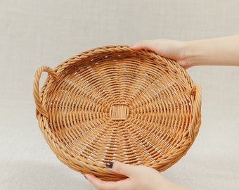 Rattan tray 30cm | Vietnamese Handmade Bamboo Basket | Traditional Basket | Viet Basket | Kitchen Storage