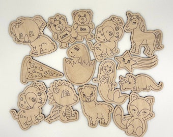 Bundle of 13 Valentines Day Animal Paint Kit Set in due dimensioni / Solo file DIGITALE / Laser Ready Score & Cut File svg, dxf, ai, lbrn2