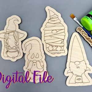 DIGITAL Halloween DIY Paint Kit Set | cute halloween animals kitten pumpkin ghost witch hat | Laser Ready Digital Score & Cut File svg ai