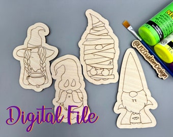 DIGITAL Halloween DIY Paint Kit Set / simpatici animali halloween gattino zucca fantasma strega cappello / Laser Ready Digital Score & Cut File svg ai