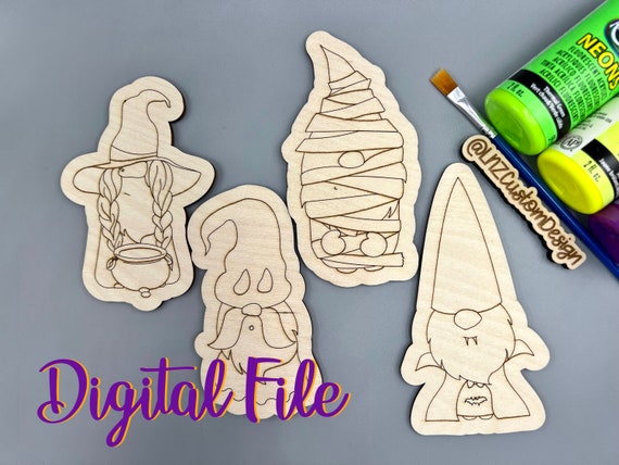DIGITAL Halloween DIY Paint Kit Set | cute halloween animals kitten pumpkin ghost witch hat | Laser Ready Digital Score & Cut File svg ai