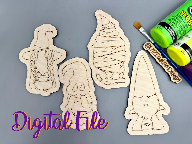 DIGITAL Halloween DIY Paint Kit Set | cute halloween animals kitten pumpkin ghost witch hat | Laser Ready Digital Score & Cut File svg ai image 1