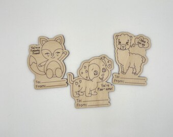 DIGITAL Valentines Day Cards / simpatici cuccioli di cucciolo di volpe lama / DIY Paint Kit Set / Laser Ready Digital Score & Cut File svg,