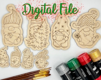 Christmas Gnome Paint Kit set SOLO file DIGITALE - Vacanze invernali Albero di Natale renna fiocco di neve gnome SVG - dxf - lbrn2