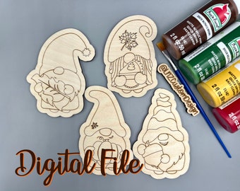 DIGITAL Fall Gnome DIY Paint Kit Set / cute thanksgiving gnomies foglie di zucca ghianda / Laser Ready Digital Score & Cut File svg ai