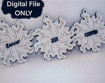 F*CK flakes Christmas Ornament (F Cancer, F 2021, F Covid) set DIGITAL file ONLY - svg - dxf - lbrn2