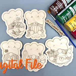 DIGITAL Thanksgiving Wichtel DIY Paint Kit Set | süßes Erntedank gnomies Blätter Kürbis Eichel | Laser Ready Digital Score & Cut File svg ai