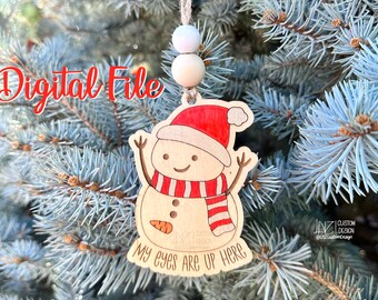Divertente ornamento di Natale SOLO file DIGITALE - I miei occhi sono qui pupazzo di neve - ai - svg - dxf - lbrn2 - natale inappropriato Punny