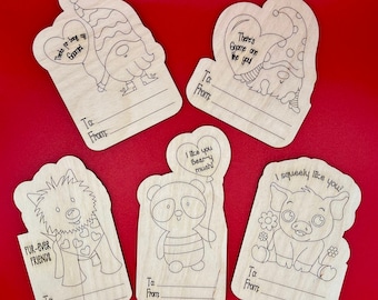 Digital Valentines Day Card / Animal and Gnome DIY Paint Kit Set / SOLO FILE DIGITALE / Laser Ready Score & Cut File svg, dxf, ai, lbrn2