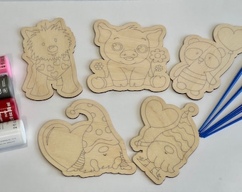 Valentines Day Animal and Gnome Paint Kit Set / Solo file DIGITALE / Laser Ready Score & Cut File svg, dxf, ai, lbrn2