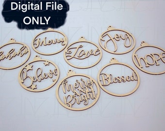 Natale Ornamento set Singola Parola FILE DIGITALE SOLO - SVG - dxf - lbrn2 - speranza amore allegro e luminoso credere amore gioia benedetto hohoho