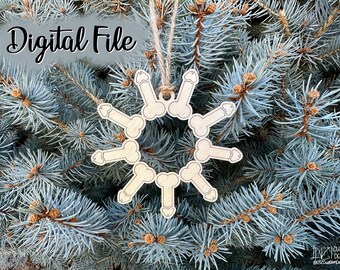 Natale divertente NSFW fiocco di cazzo Ornamento SOLO file digitale - AI - SVG - DXF - LBRN2 - Natale inappropriato Fiocco di neve del pene a pallini