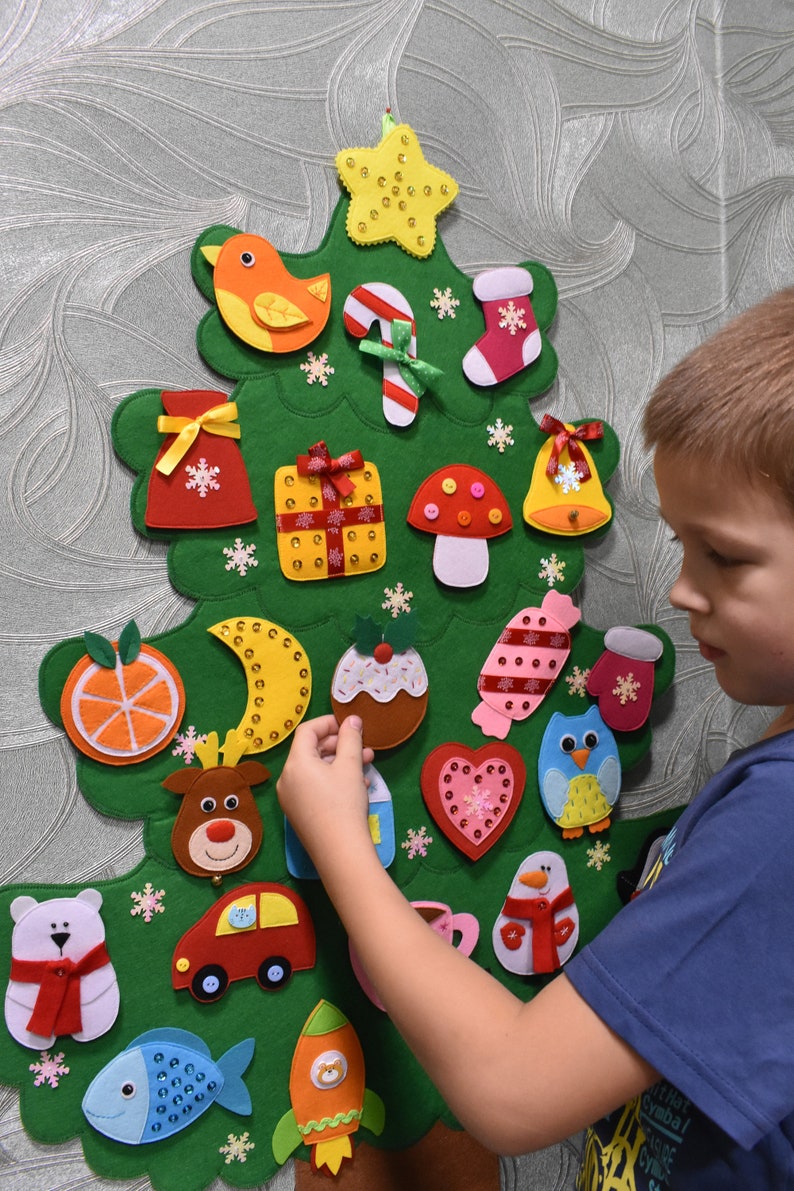 Felt Christmas Tree with a set of 26 Christmas Ornaments for Etsy