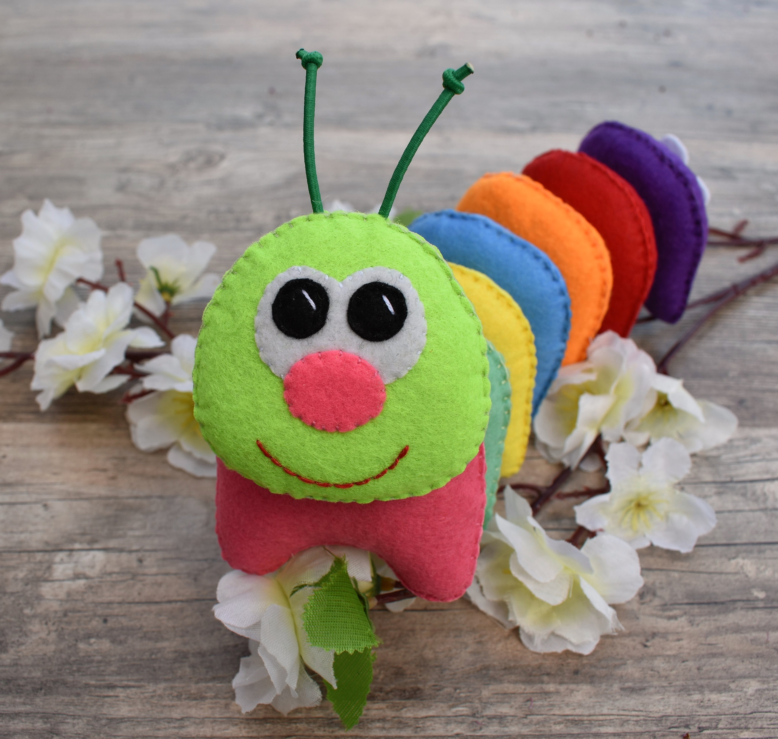 Felt caterpillar toy PDF Pattern Rainbow caterpillar Felt Etsy