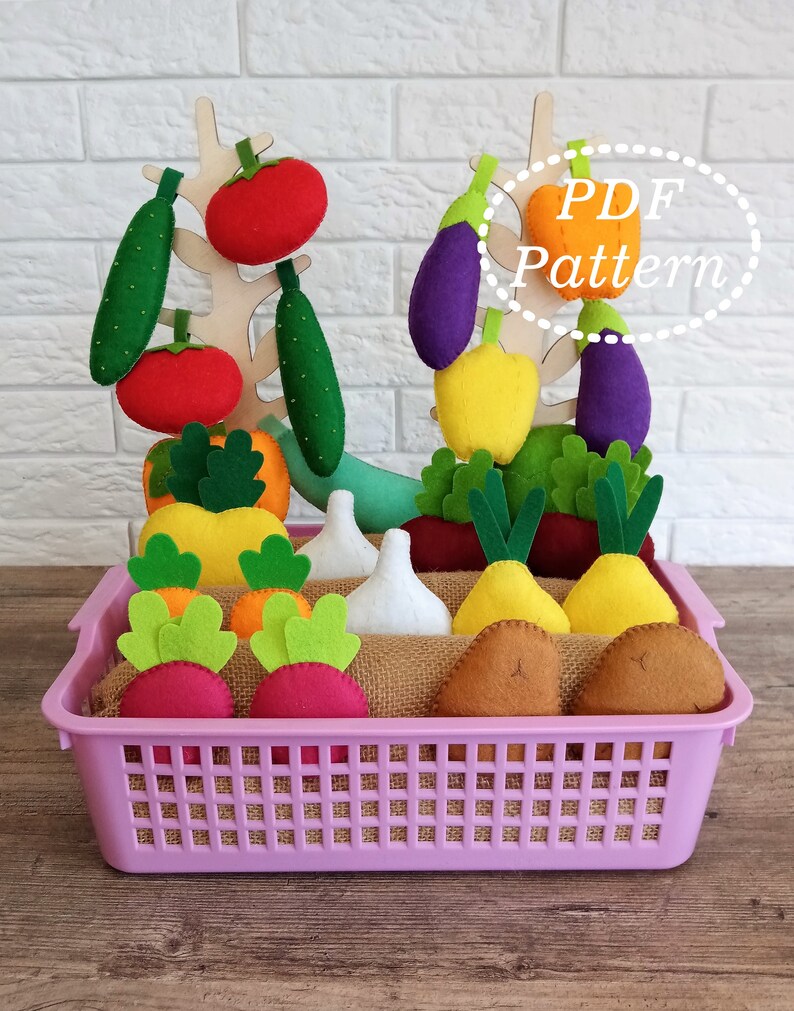 Felt Garden PDF Pattern Vegetable Garden Play Set Pretend Etsy