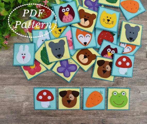 Felt memory cards Felt matching game Felt toy pattern Fruit felt memory game pattern PDF Travel Toys
