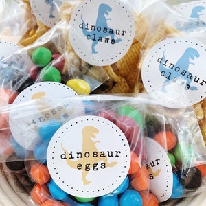 dinosaur stickers, dinosaur birthday party, boy birthday theme, dinosaur snacks