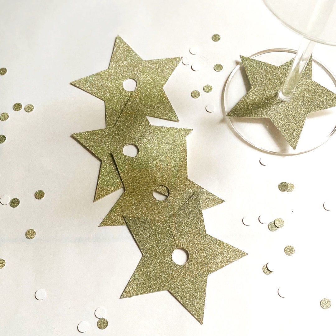 Wine Glass Place Card Wine Glass Name Tag Gold Star Place Etsy