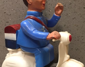 Vintage Mailman Vespa plastic scooter toy