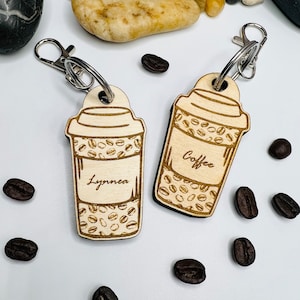 Coffee Personalized Keychain, Coffee Keychain, Coffee Lover Gift, Coffee Apparel, Coffee Cup Accessory