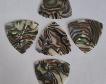 Medium Gauge Large Rounded Triangular Abalone Guitar Picks 5 pack