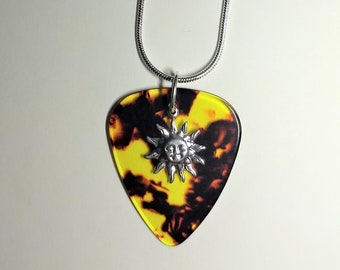 Sun & Solar Flare Charmed Guitar Pick Necklace