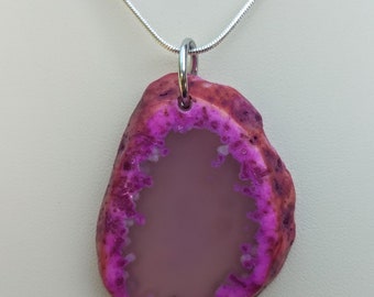 Pink Agate Slice Necklace