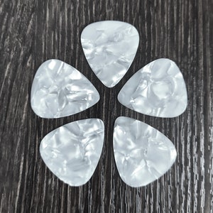 Light Gauge White Metallic Guitar Picks 5 pack