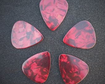 Heavy Gauge Red Metallic Guitar Picks 5 pack