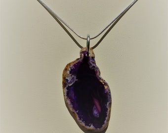 Small Purple Agate Slice Necklace