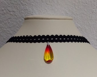Crystal Fire Opal Choker and Earrings Set