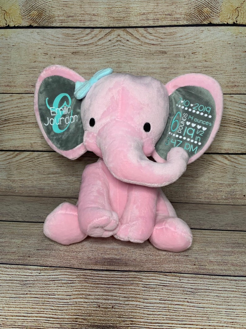 Download Birth Announcement Elephant Birth Stat Personalized Newborn Present Plush Elephant Baby Shower Gift