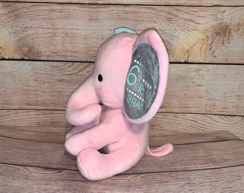 Download Birth Announcement Elephant Birth Stat Personalized Newborn Present Plush Elephant Baby Shower Gift