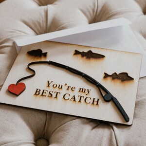 Wooden Card Fishing Card You're my best catch Cute card image 5