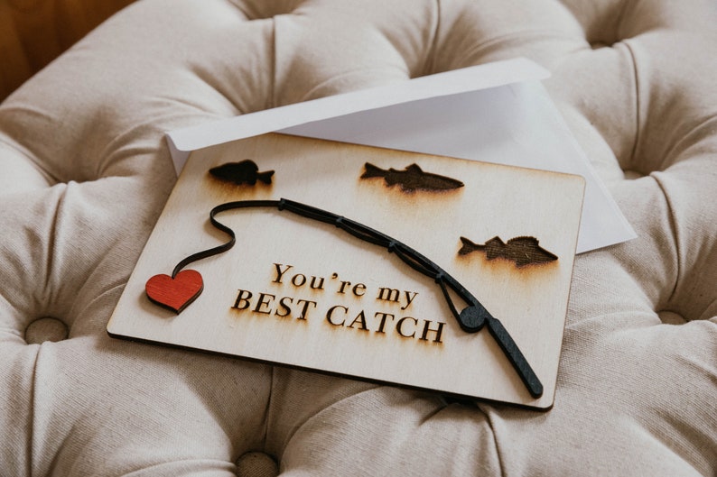 Wooden Card Fishing Card You're my best catch Cute card image 5