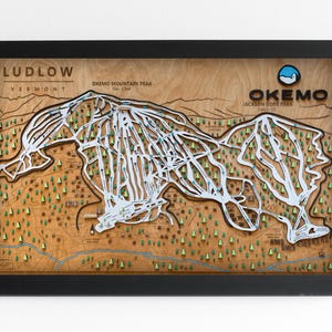 Okemo Ski Map | Layered Wooden Ski Trail Map | Vermont Mountain Art | Okemo Resort Decor | Ski House Wall Art