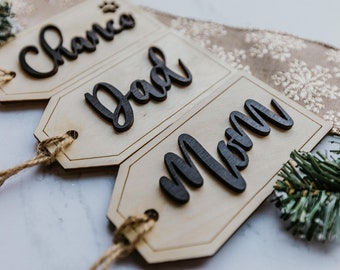 Etiquetas de medias / etiquetas de Navidad / etiquetas personalizadas / etiquetas de regalo / etiquetas de madera