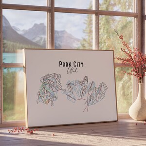 Park City Utah Arte de montaña / Mapa de senderos / Regalo de decoración de esquí