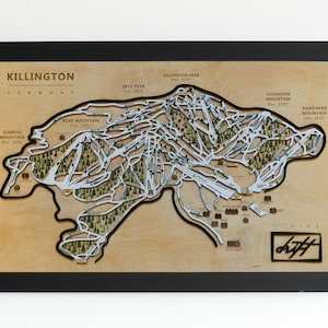 Killington Wooden Ski Map | Gift for Skiers | Gift for Snowboarders | Mountain Design