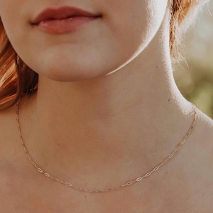 Dainty 14k Gold Filled Paperclip Necklace – Minimal Gold Chain, Waterproof Jewelry, Everyday Necklace