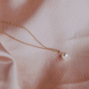 Pearl Necklace, Pearl Pendant, Bridesmaid&#39;s Pearl Necklace Gift, Gold Filled Dainty Pearl Necklace, White Pearl Bridal Necklace, Wedding