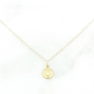 Feminist Necklace, 14k Gold Filled Necklace, Female Symbol Charm Necklace, Gift for Daughter, Venus Symbol Pendant, Dainty Everyday Necklace