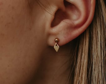 Small dangle earring, 14k gold Filled Ball Stud Post Earrings, Single Tiny dangle earring, Minimalist Everyday Earring, perfect earring gift