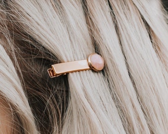 Crystal Hair Clip, Rose Quartz Bridesmaid Hair Clips, Gemstone Hair Pin, Gold Hair Clips with Crystals, Hair Pin Set, Gemstone Lover Gift