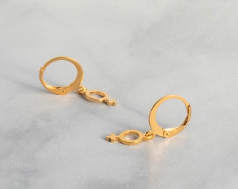 Feminist Earrings, Female Symbol Hoop Earrings, Venus Symbol Huggies, Feminist Earring Dangle, Lesbian Gold Charm Hoops, Gift For Daughter