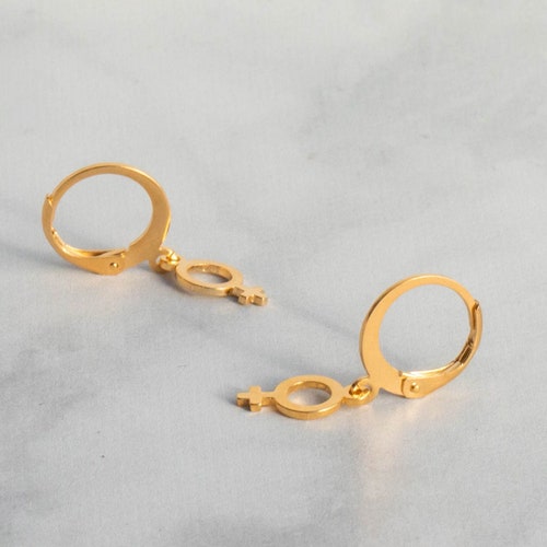 Feminist Earrings Female Symbol Hoop Earrings Venus Symbol Etsy