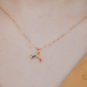 Rainbow Necklace, LGBTQ Necklace, Lesbian Necklace, Pride Necklace. Tiny Charm Necklace, Gift For Girlfriend, Dainty Gold Layering Necklace image 3
